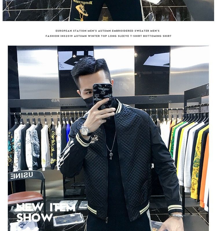 ActiveGo ActiveGo Giacca da baseball da uomo europea di alta qualità con patchwork ricamato, imbottita e calda, autunno 2023_voghion.com