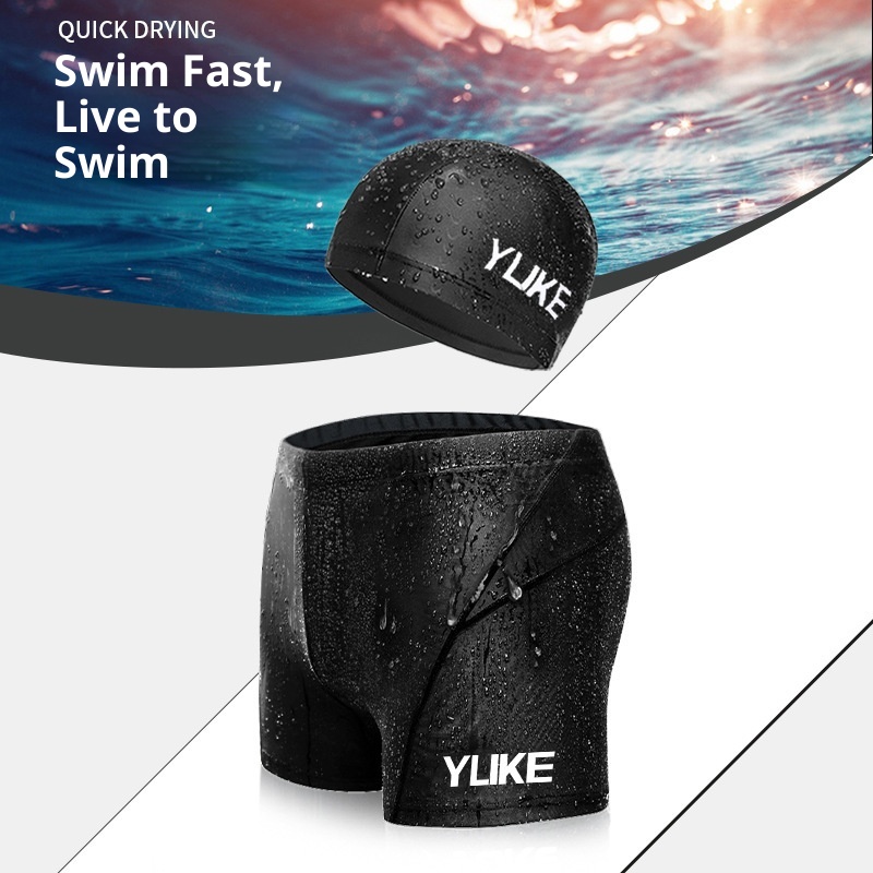 Maillot de bain boxer grande taille 001 pour homme, idéal pour les sources thermales, avec bonnet de bain confortable._voghion.com