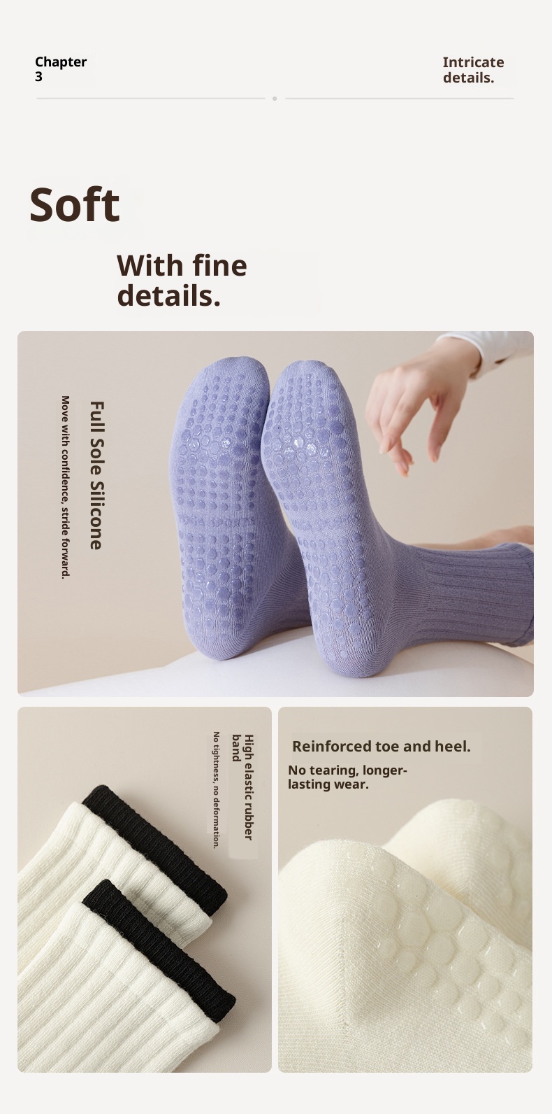 001 Women's Summer Thin Full Sole Non-Slip Shock Absorption Silicone Sports Yoga Double Loop Design Seamless Mid-Calf Socks_voghion.com