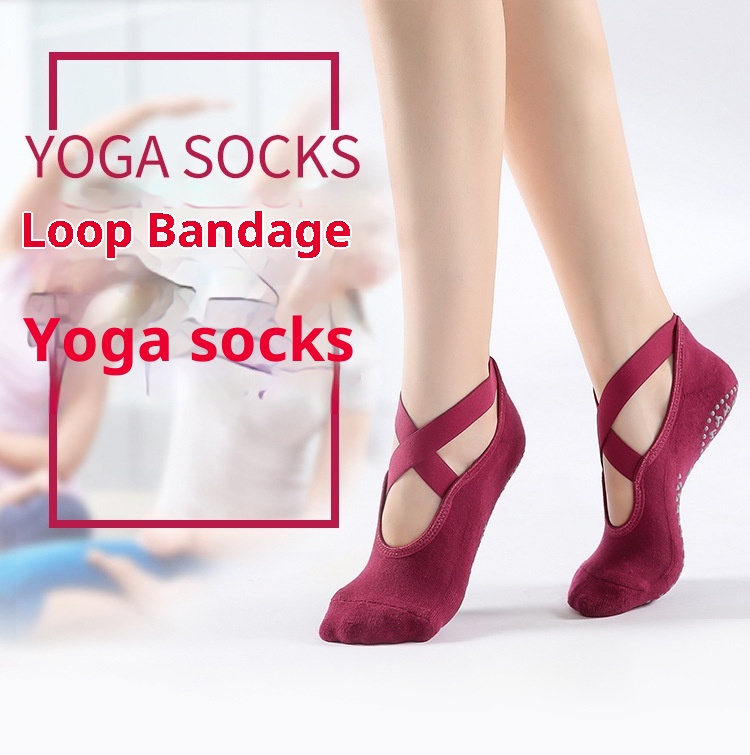 001 Calzini antiscivolo da donna per yoga, autunno e inverno, in cotone spesso, per pilates, danza e fitness, punta aperta, per interni_voghion.com