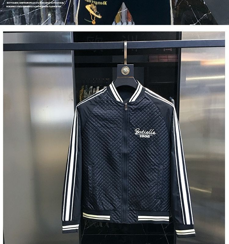 ActiveGo ActiveGo Giacca da baseball da uomo europea di alta qualità con patchwork ricamato, imbottita e calda, autunno 2023_voghion.com