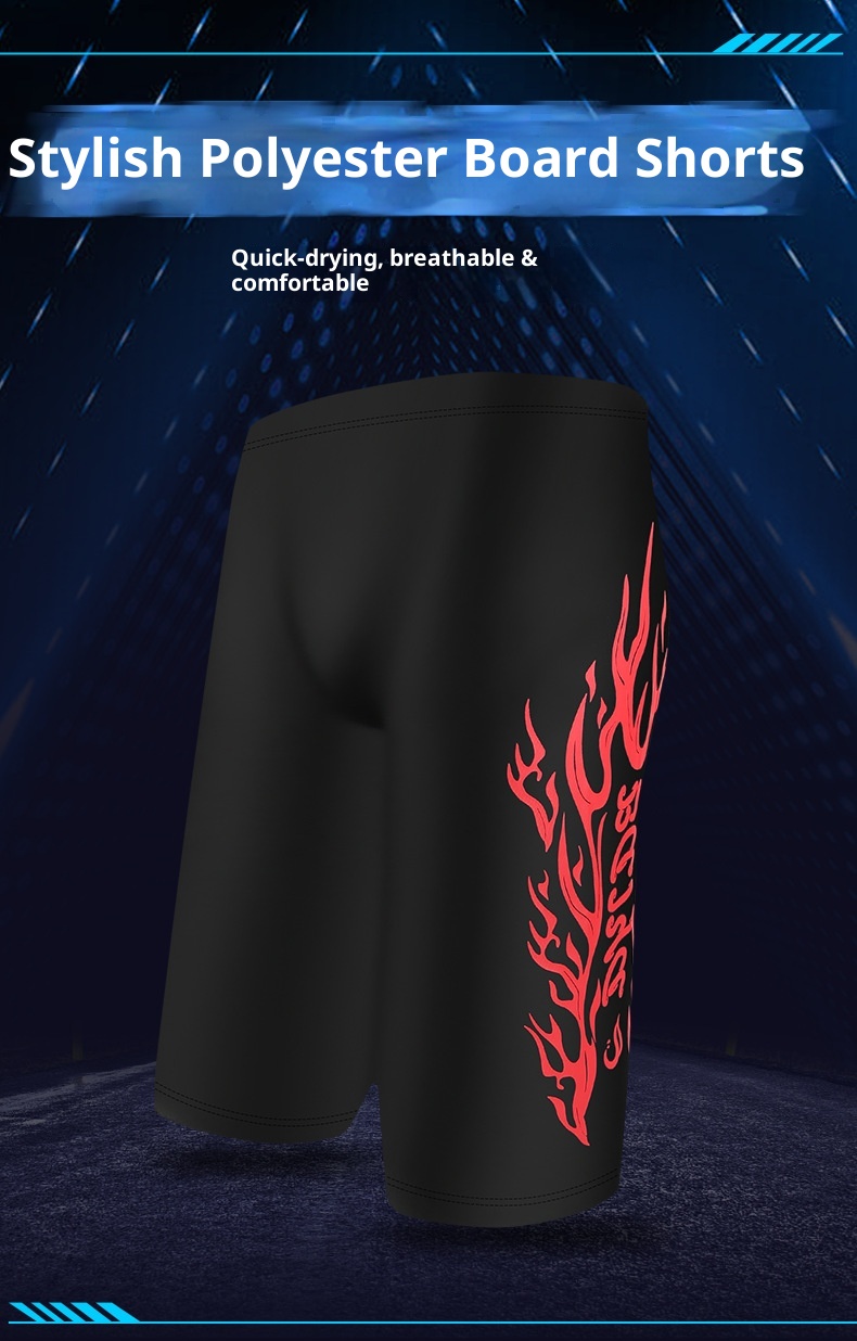 001 Baiya Men's Swimming Quick-Dry Adult Large Size Boxer Fashion Polyester Five-Point Hot Spring Anti-Embarrassment Swim_voghion.com