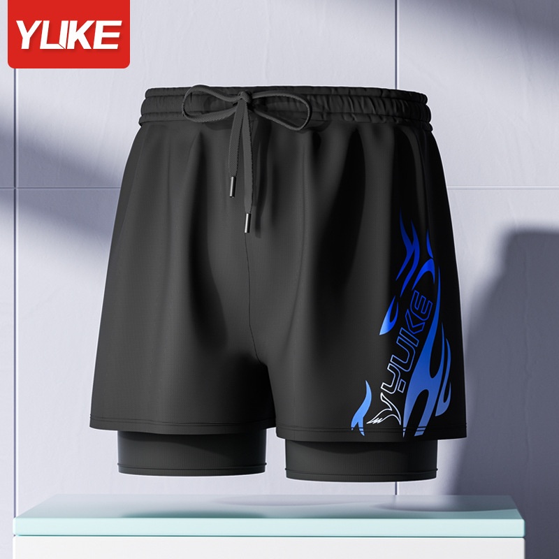 001 Adult Nw Profssional Quick-Dry Two-Layr Loos Large Siz Doubl-Layr Anti-Peinlichkeit Badehose St_voghion.com