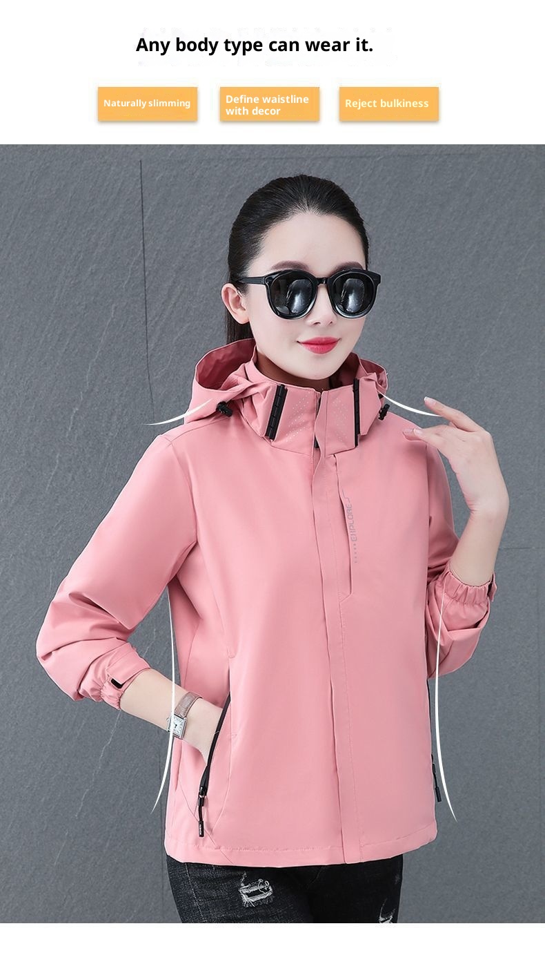 ActiveGo Women's Detachable Hooded Autumn New Windproof Waterproof Couple Outdoor Hiking Jacket Men's Trendy_voghion.com