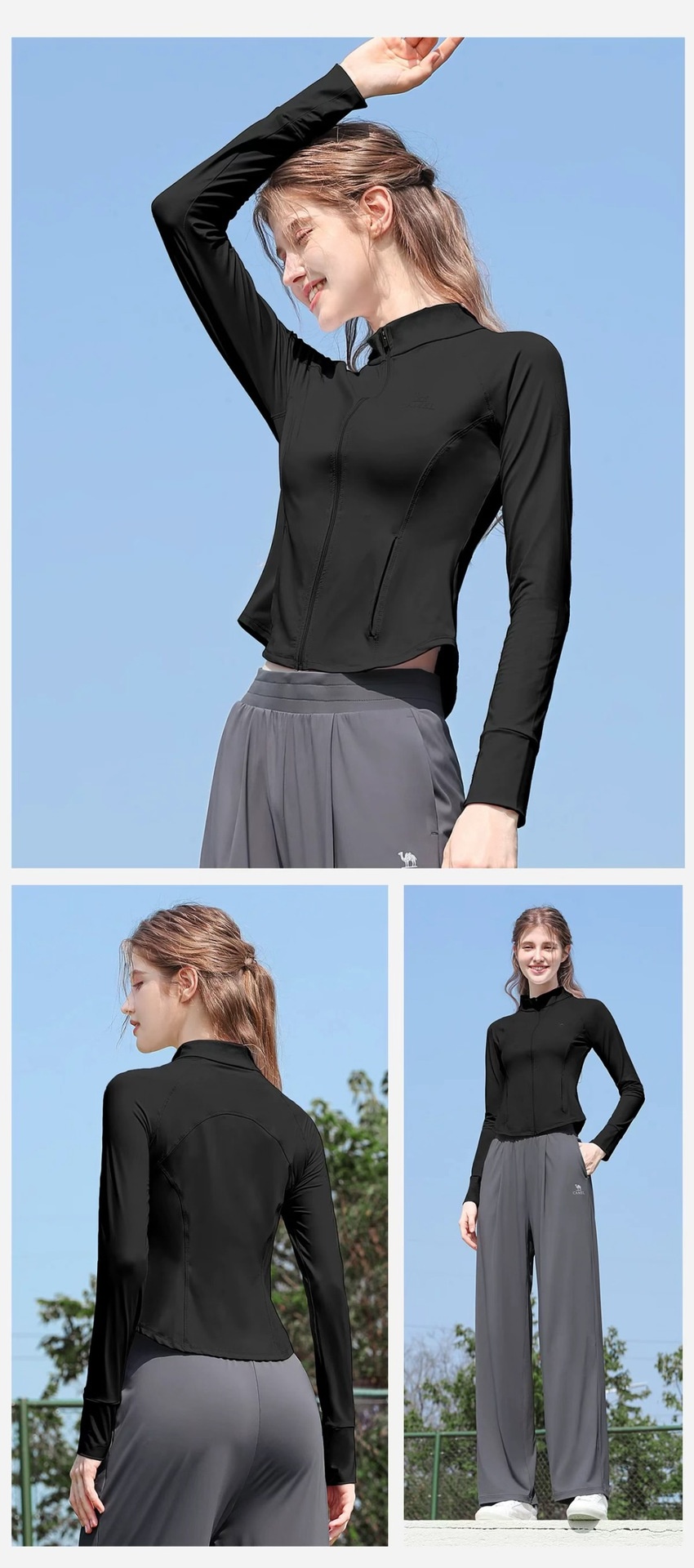 ActiveGo ActiveGo Slim Fit Protezione solare Abbigliamento sportivo da donna con colletto alto Yoga UV Ice Silk traspirante Traspirante Traspirante_voghion.com