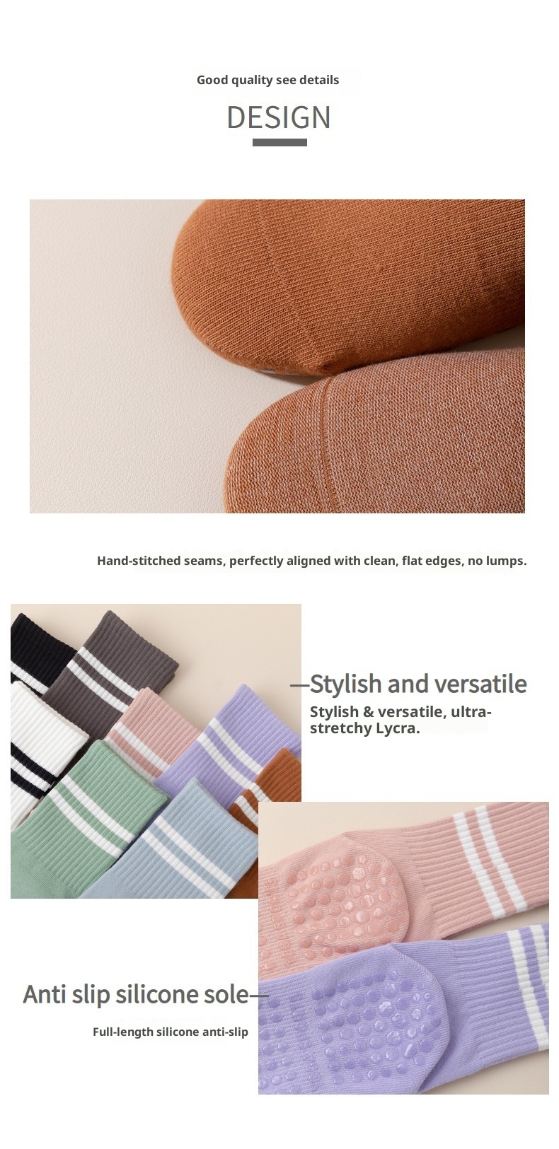 001 Yoga Mid-Calf Cotton Non-Slip Silicone Indoor Fitness Anti-Pilling Pilates Women Sports Socks_voghion.com