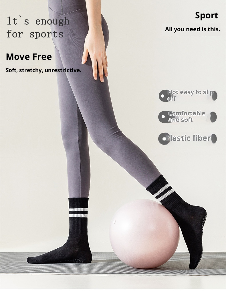 001 Pilates Professional Fünf-Zehen-Socken für mittelhohe Waden, rutschfest, einfarbig, für Yoga und Bodenarbeit_voghion.com