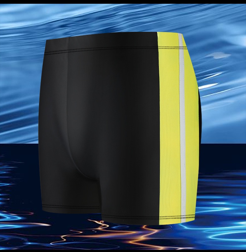 001 Men's Swim Trunks Anti-Embarrassment Adult Sports Plus Size Fashion Color Block Quick-Dry Beach Boxer Shorts_voghion.com