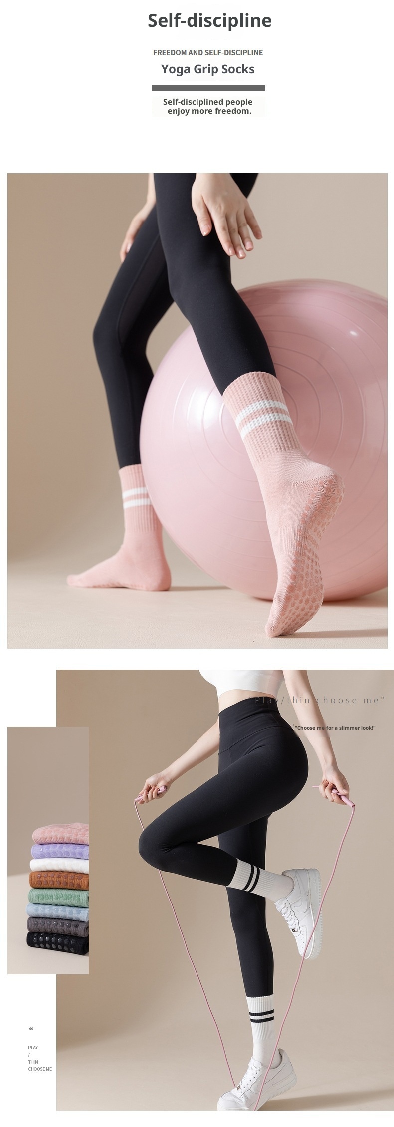 001 Yoga Mid-Calf Cotton Non-Slip Silicone Indoor Fitness Anti-Pilling Pilates Women Sports Socks_voghion.com
