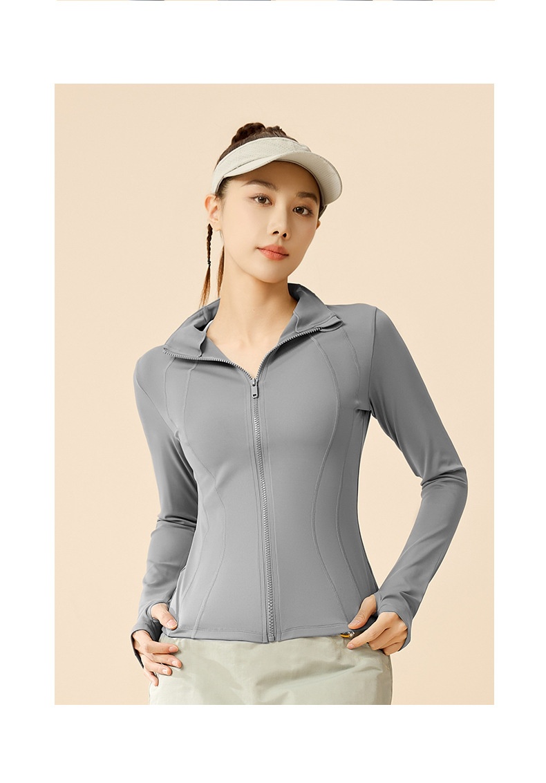 ActiveGo ActiveGo Abbigliamento solare per donna, estate, sport all'aria aperta, protezione UV, giacca aderente con colletto alla coreana_voghion.com