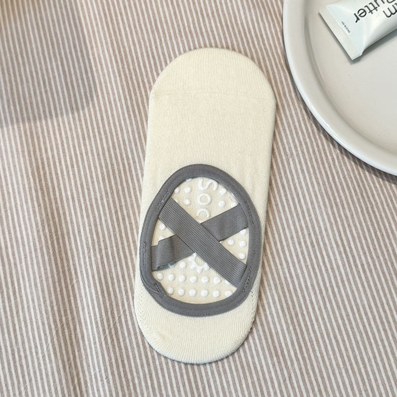 Chaussettes de sport pour femmes, modèle Yoga Pilates 001, fines, en coton, antidérapantes, sans déport du talon, idéales pour le sport et le fitness._voghion.com