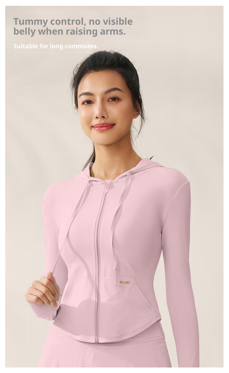 ActiveGo ActiveGo Zhejiang Xichen Original Yarn, abbigliamento da yoga traspirante con cappuccio e protezione solare UV per donna, abbigliamento leggero per esterni_voghion.com