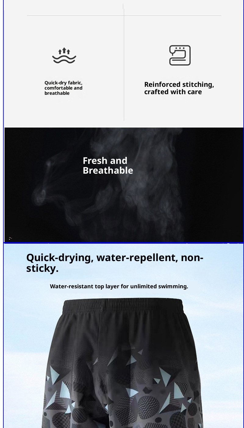 Short de bain grande taille homme (150 kg) - Séchage rapide - Coupe ample - Modèle adulte_voghion.com