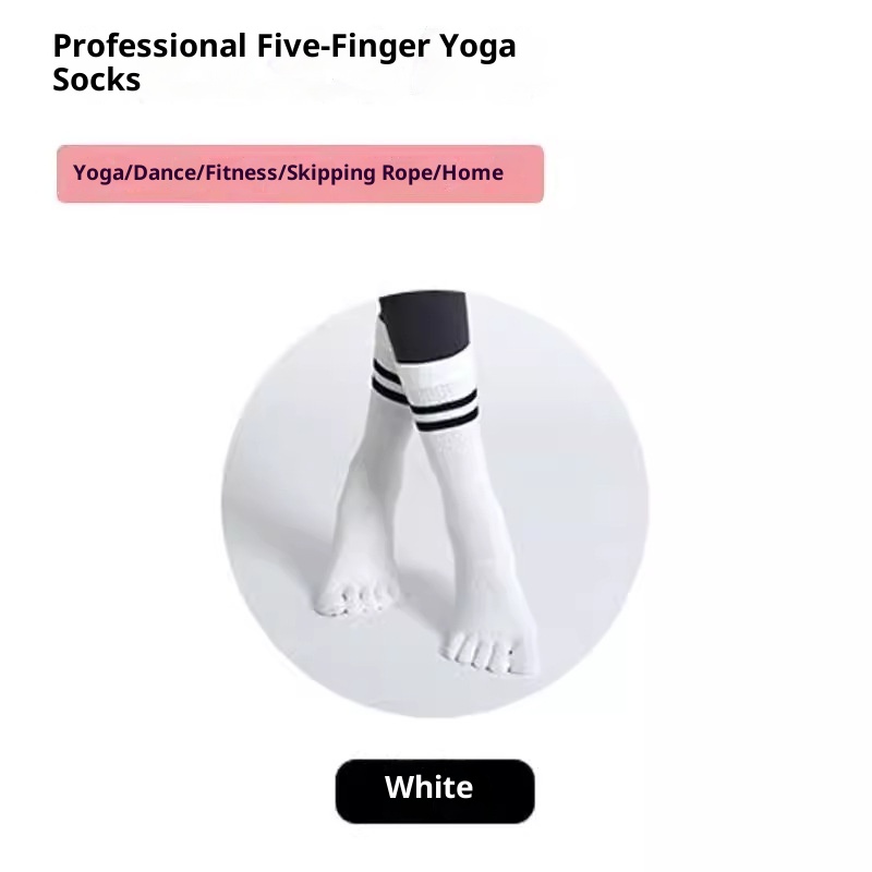 Chaussettes de yoga professionnelles Five-Finger Yoga antidérapantes mi-mollet pour le sport en salle, le Pilates, l'automne et l'hiver, chaudes et chaudes, idéales pour la danse au sol._voghion.com