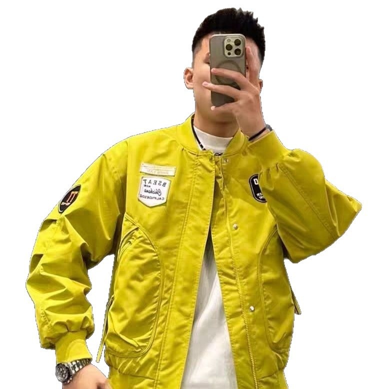 Giacca da baseball da uomo ActiveGo ActiveGo autunno stile americano, alla moda, casual, ricamata, nuova di zecca, da pilota, elegante_voghion.com