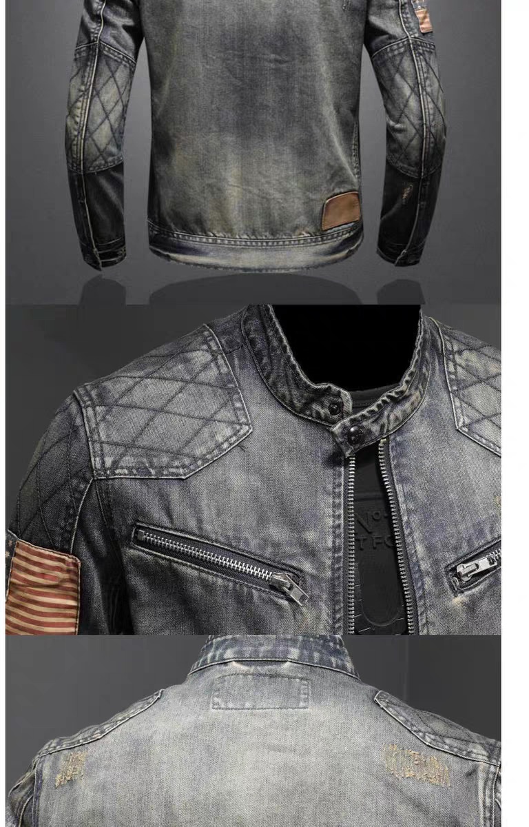 ActiveGo ActiveGo Herbst Winter Neue Retro-Marke Europäisch-Amerikanische Street Riding Stehkragen Motorradjacke für Jugendliche mit Reißverschluss_voghion.com