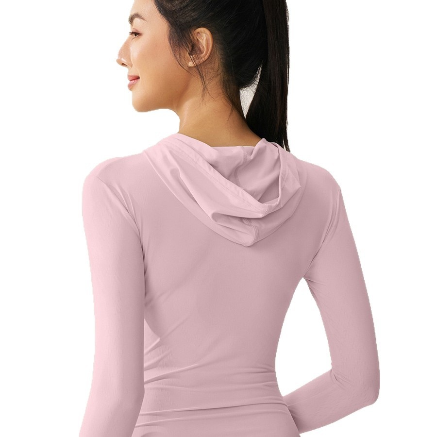 ActiveGo ActiveGo Zhejiang Xichen Original Yarn, abbigliamento da yoga traspirante con cappuccio e protezione solare UV per donna, abbigliamento leggero per esterni_voghion.com