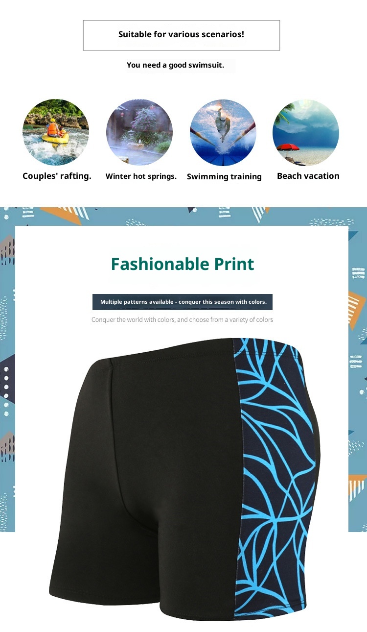 001 Men's Swimming Wholesale Boxer Large Size Milk Silk Adult Fashion Printed Hot Spring Vacation Beach Swim Trunks_voghion.com