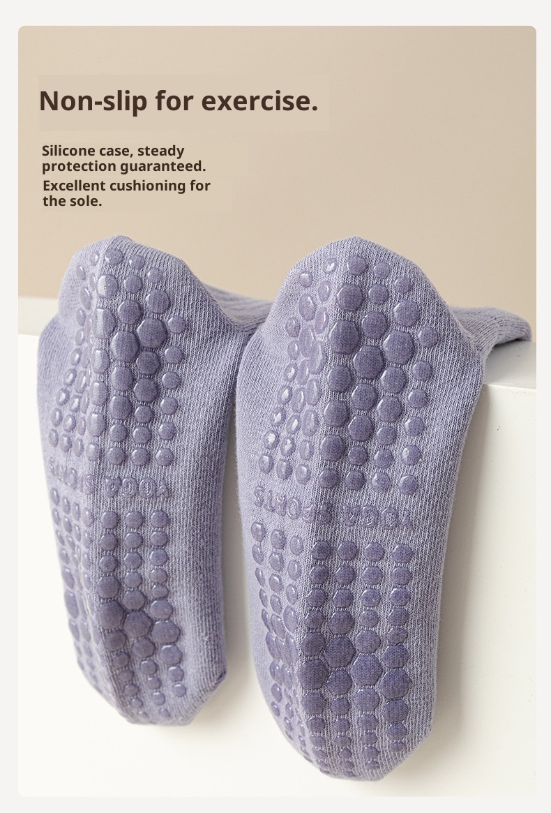 001 Women's Summer Thin Full Sole Non-Slip Shock Absorption Silicone Sports Yoga Double Loop Design Seamless Mid-Calf Socks_voghion.com