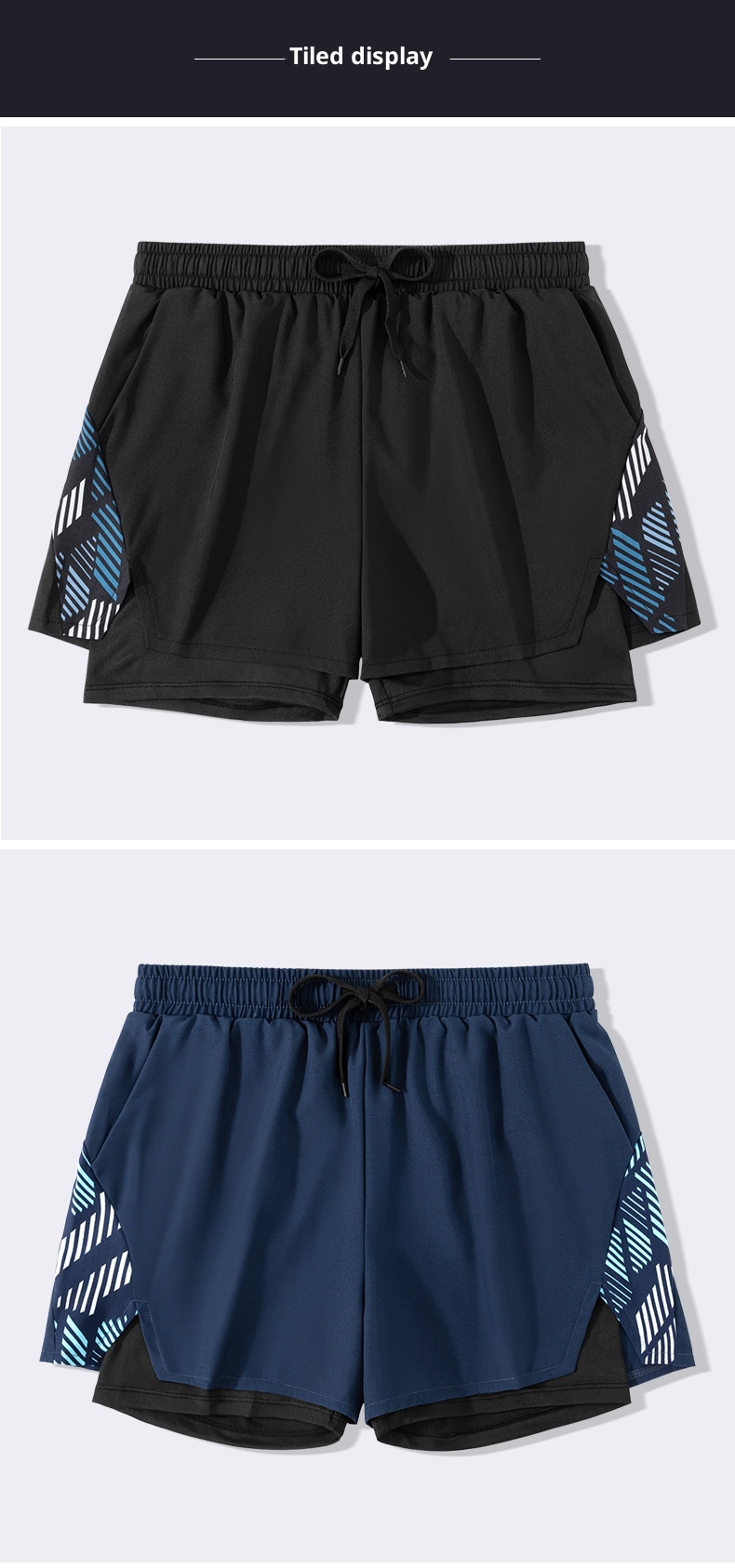 001 Yuke Herren Badehose, doppellagig, schnelltrocknend, professionell, Anti-Peinlichkeits-Badehose, neue große Größe, lockerer Schnitt, Sonnenschutz_voghion.com