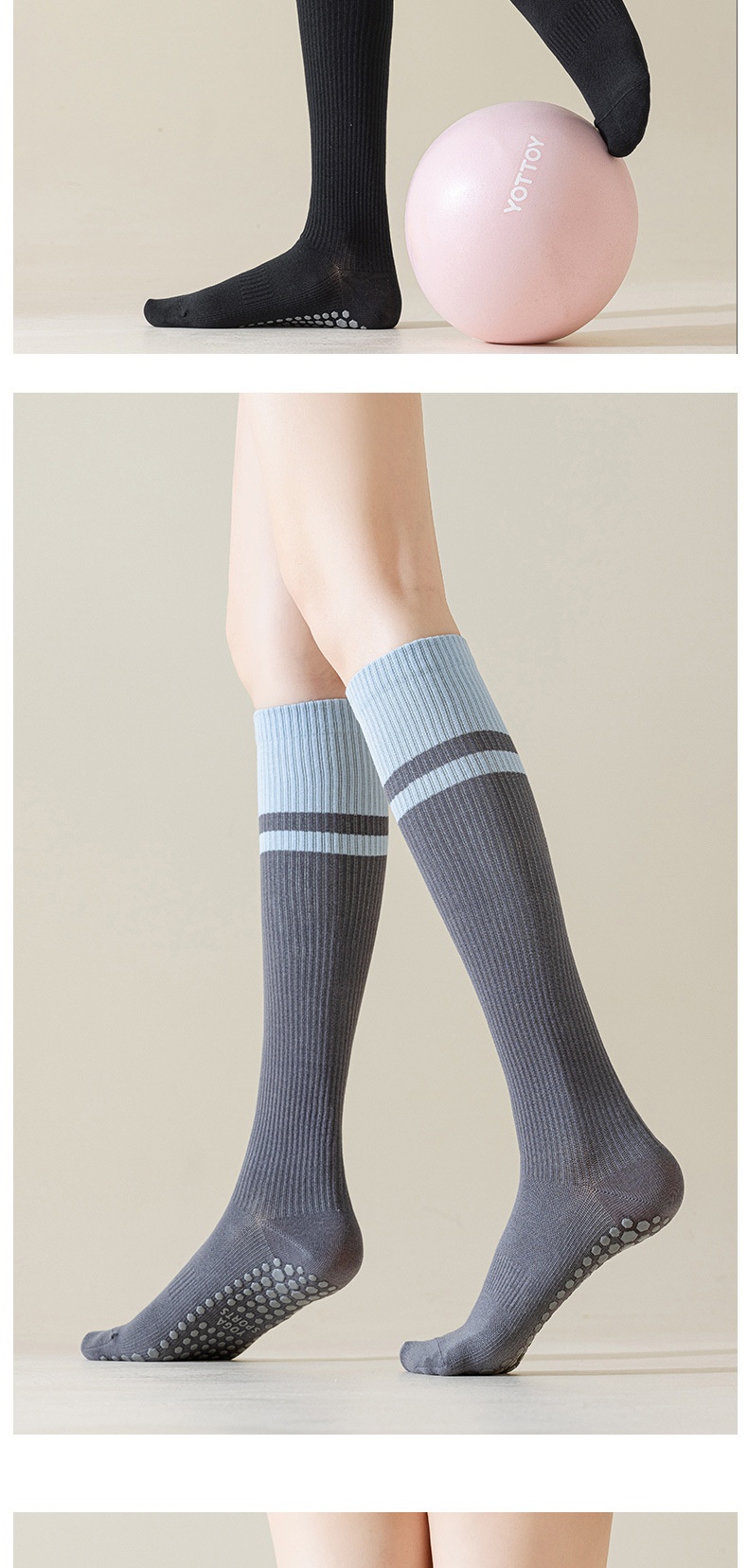 001 Calzini sportivi da donna, antiscivolo, a compressione, per yoga, pilates, polpacci, corsa, salto con la corda, ciclismo_voghion.com