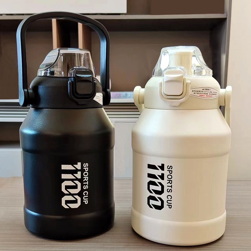 001 Borraccia termica in acciaio inossidabile di grande capacità con cannuccia per sport all'aperto, portatile, fitness, thermos_voghion.com