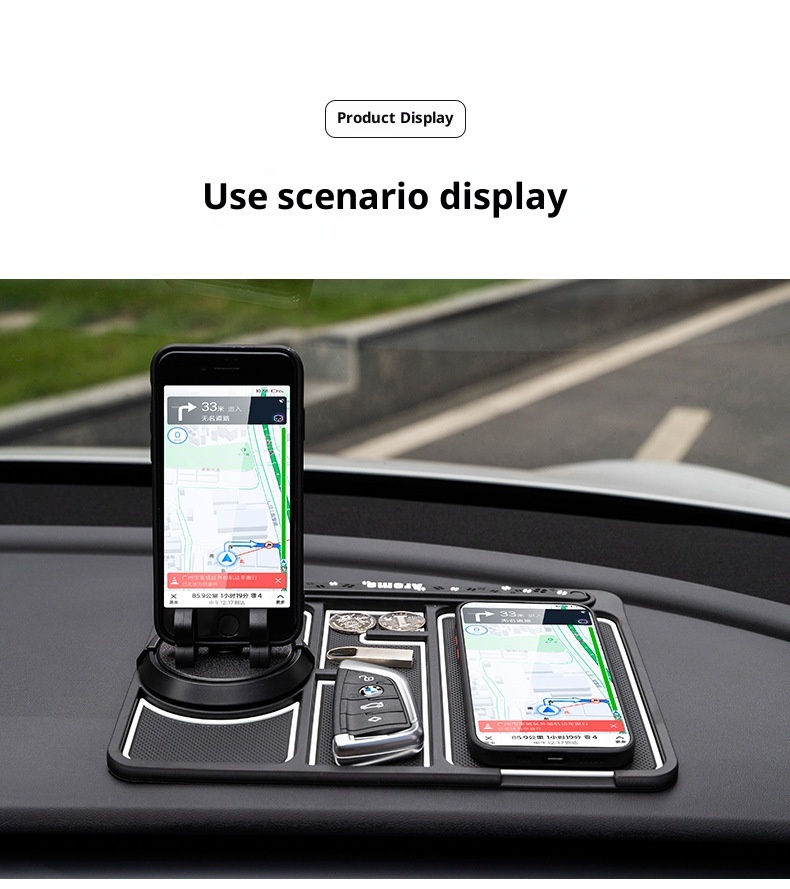 Phone Anti-Slip Mount Organizer 360 Rotating Navigation Holder Dashboard Mat Car Accessories_voghion.com
