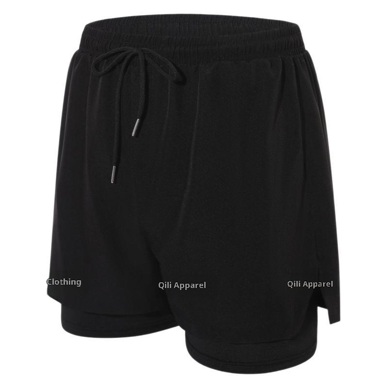 001 Men's Adult Boxer Double Layer Five Points Quick Dry Casual Anti Embarrassment New Professional Beach Swimming Trunks_voghion.com