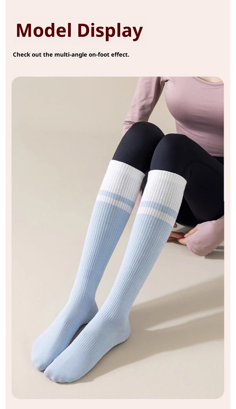 001 Yoga Socks Thin Non-Slip Mid-Calf Professional Compression Calf Pilates Summer Jump Rope Running Sports Fitness_voghion.com