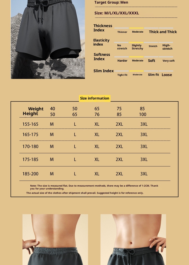 001 Men's Double Layer Swim Boxer Adult Quick-Dry Anti-Embarrassment Trunks Beach Shorts Hot Spring Swimming Gear Set_voghion.com