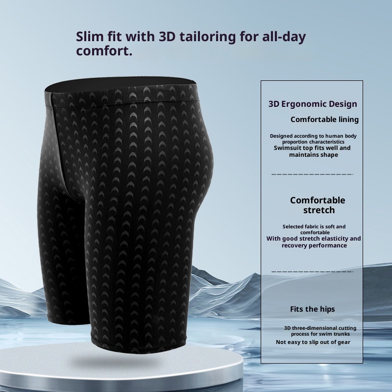 Short de natation professionnel mi-long pour homme, taille L, 5 points, modèle Shark Racing, vente directe d'usine._voghion.com