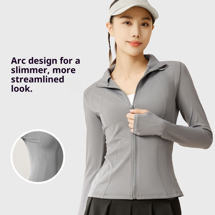 ActiveGo ActiveGo Abbigliamento solare per donna, estate, sport all'aria aperta, protezione UV, giacca aderente con colletto alla coreana_voghion.com