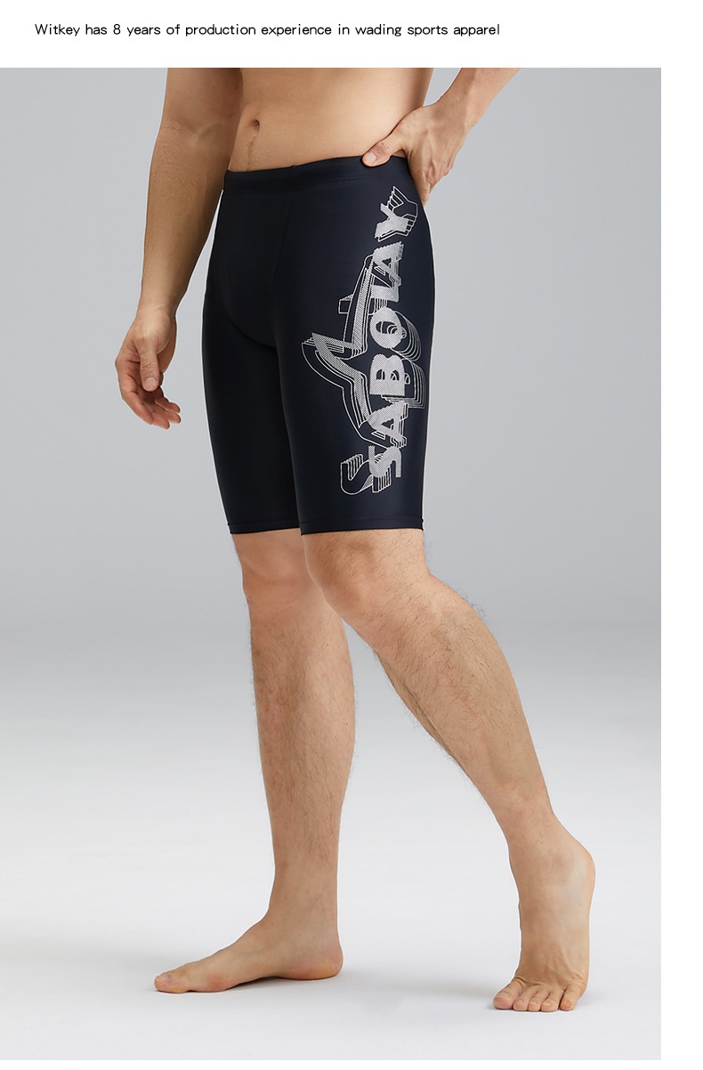 001 New Cross-Border Adult Men's Tight Breathable Nylon Boxer Shorts Extended Chlorine-Resistant Five-Point Swimming Trunks_voghion.com