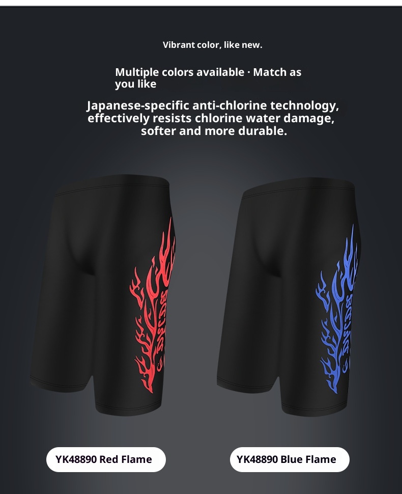 001 Baiya Men's Swimming Quick-Dry Adult Large Size Boxer Fashion Polyester Five-Point Hot Spring Anti-Embarrassment Swim_voghion.com