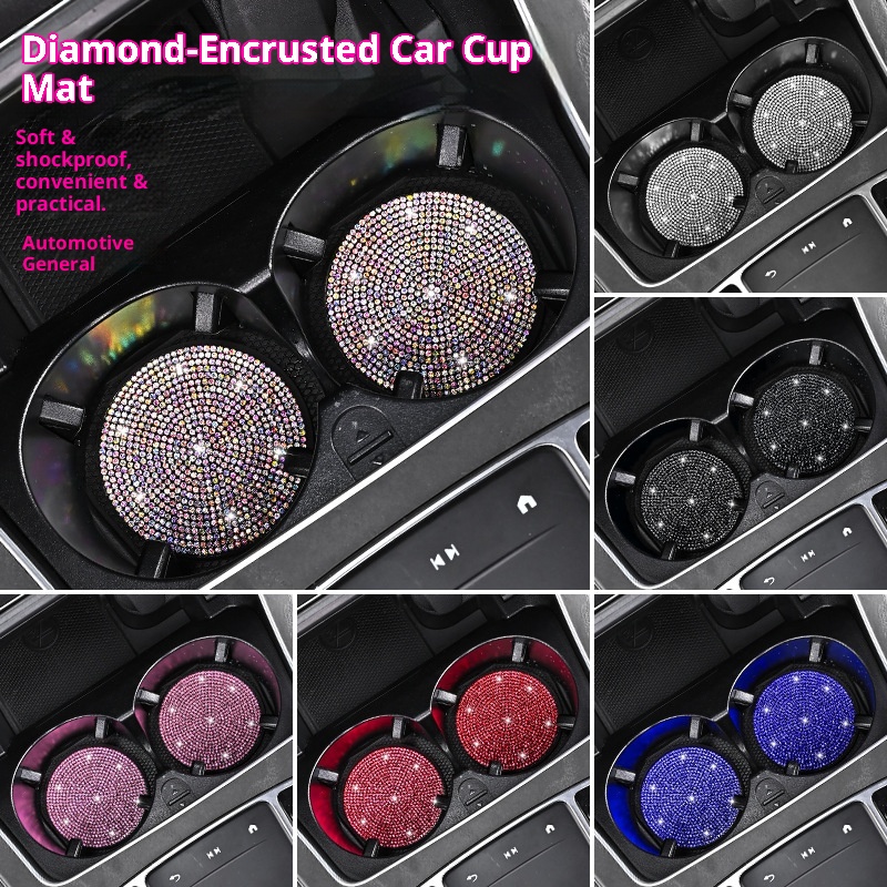 Small Deng Small Deng Cross-Border Exclusive With Rhinestones, Mat, Creative Car Anti-Slip Silicone Rhinestone Cup Mat_voghion.com