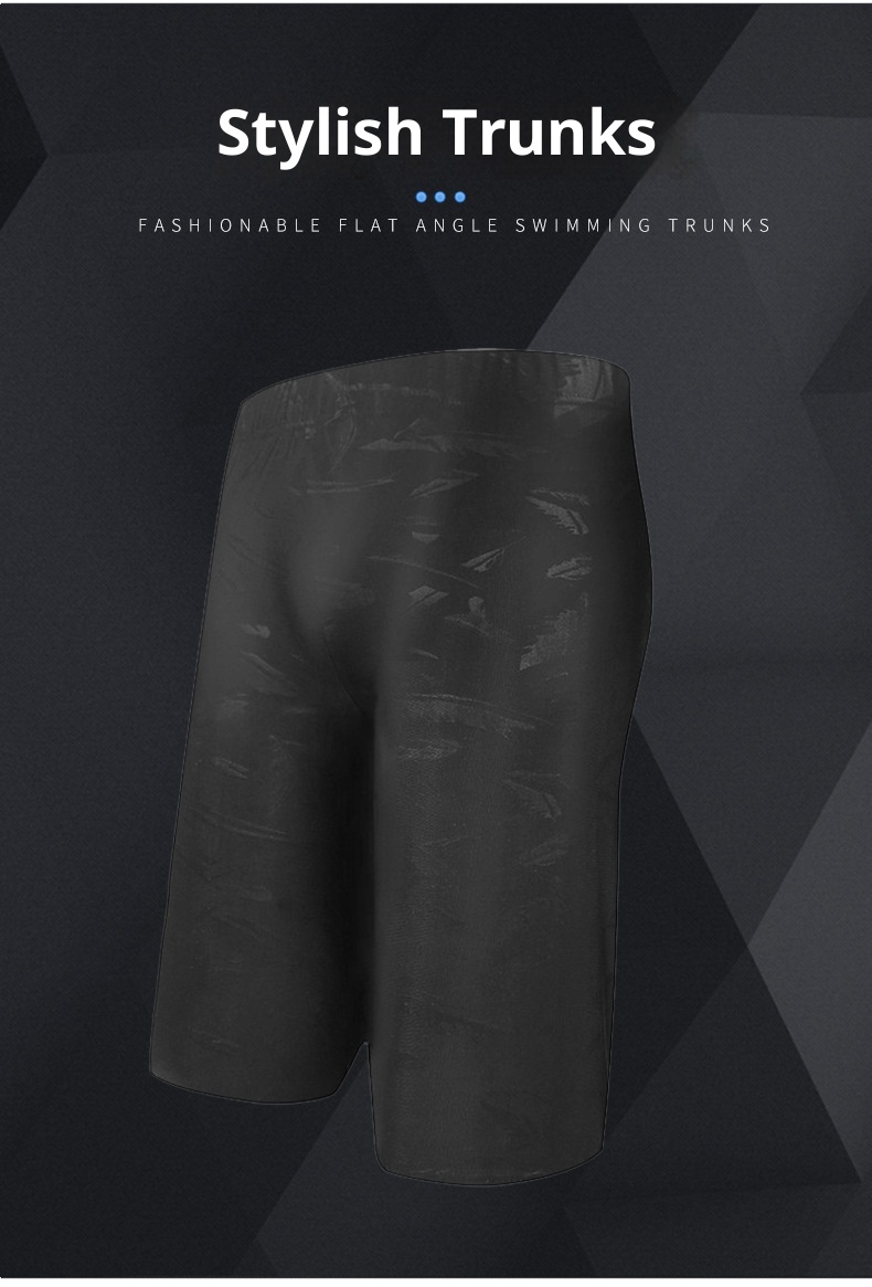 001 Wholesale Men's Large Size Five-Point Professional Long Racing Adult Boxer Beach Shorts Shark Swim Trunks_voghion.com