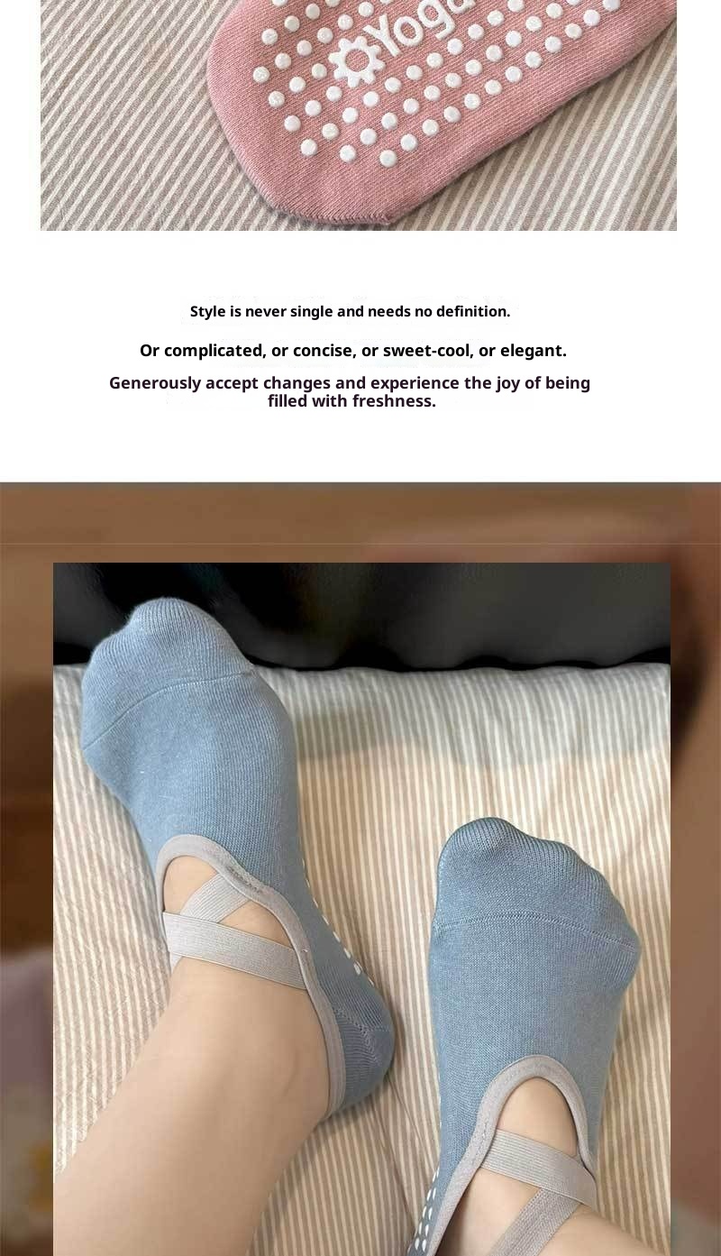 Chaussettes de sport pour femmes, modèle Yoga Pilates 001, fines, en coton, antidérapantes, sans déport du talon, idéales pour le sport et le fitness._voghion.com