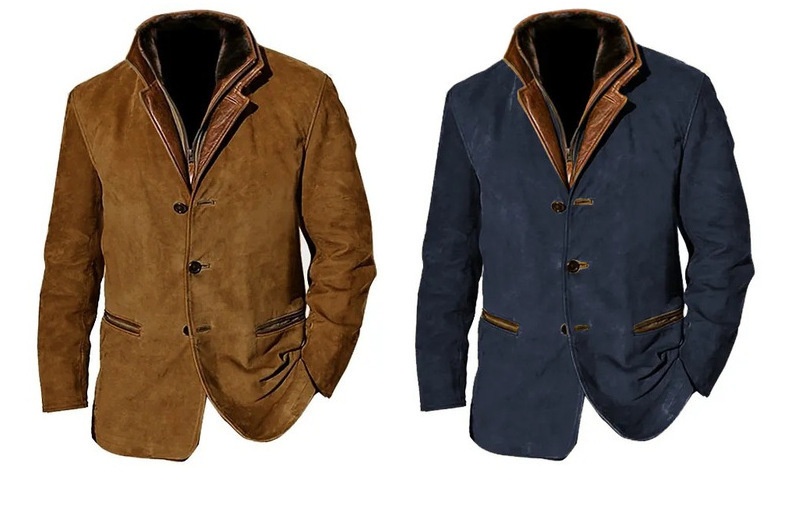 ActiveGo ActiveGo Cross-Border Spring Autumn New European And American Fashion Retro Jacket Men's Casual Coat Turn-Down Collar Workwear_voghion.com