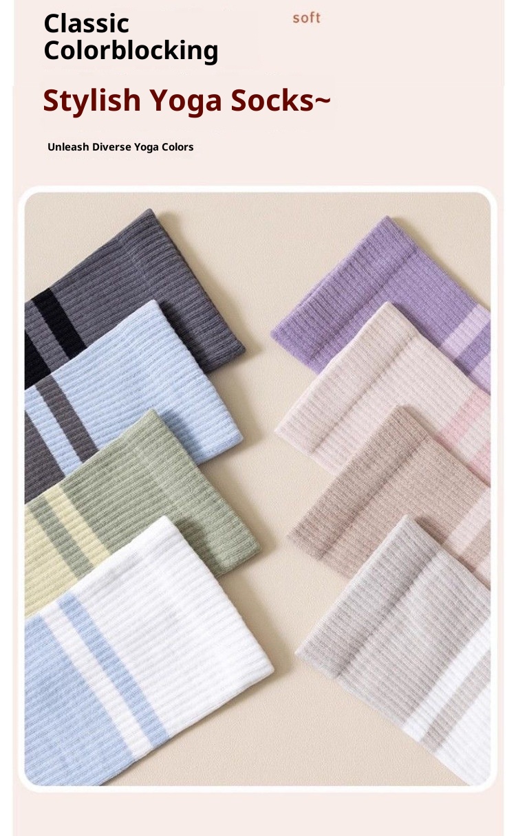 001 Yoga Socks Thin Non-Slip Mid-Calf Professional Compression Calf Pilates Summer Jump Rope Running Sports Fitness_voghion.com