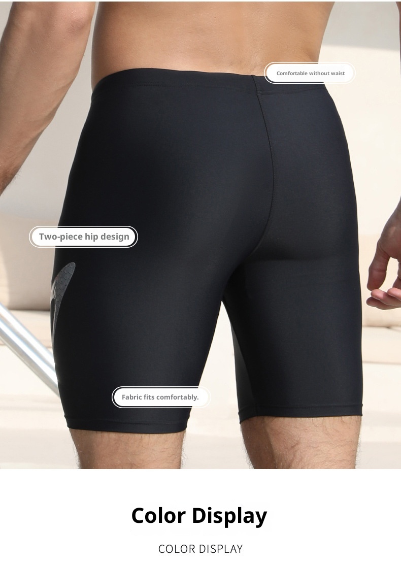 001 2023 New Adult Men's Racing Five-Point Anti-Embarrassment Quick-Dry High Elastic Boxer Swim Trunks_voghion.com