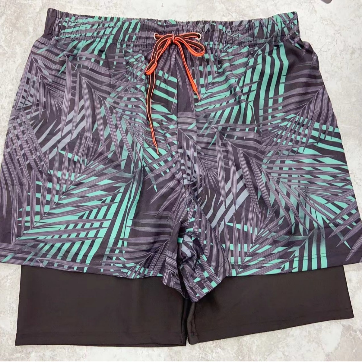 001 Anti-Embarrassment Double Layer New Printed Adult Swimming Comfortable Boxer Shorts Plus Size Men's Swim Trunks_voghion.com