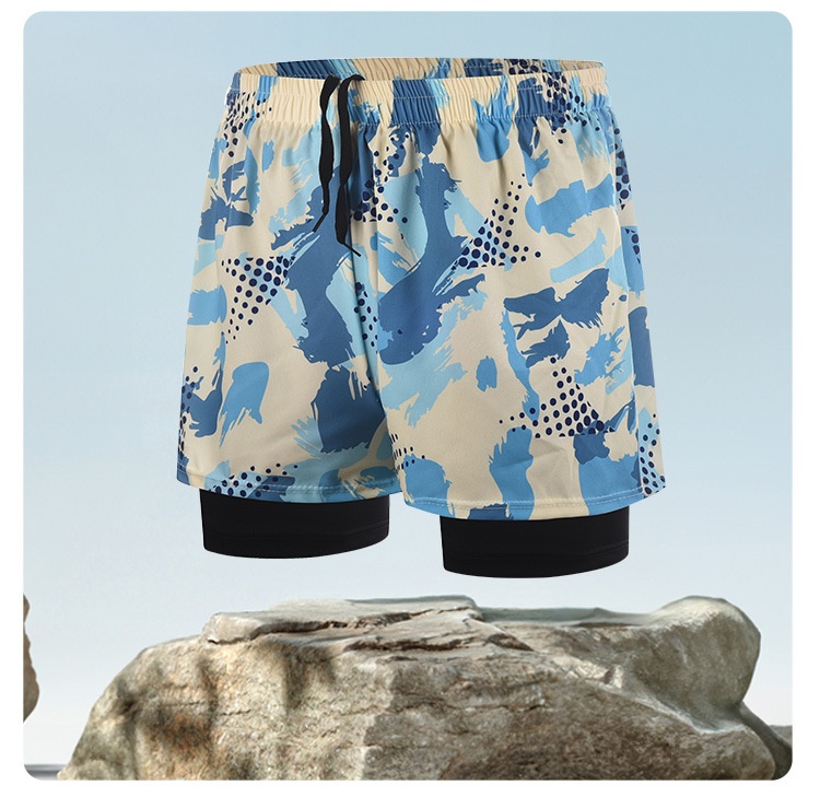 001 Neue, schnelltrocknende, doppellagige, bedruckte Badehose in Übergröße mit Anti-Peinlichkeits-Effekt – Professionelle Herren-Bademode_voghion.com