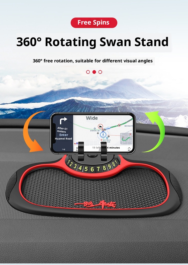 Xiao Deng Handyhalterung, multifunktional, mit Nationalflagge, rutschfest, für Armaturenbrett, Instrumententafel, Auto-Ablagematte, Parkplatznummernschild_voghion.com