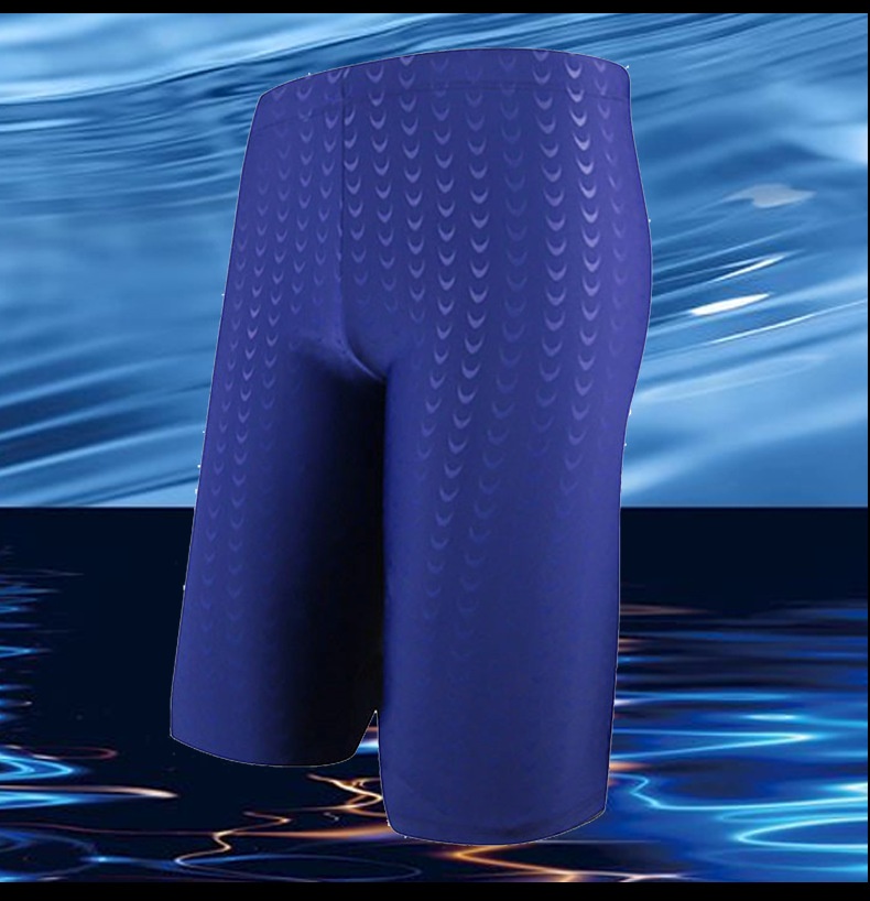 001 Wholesale Men's Large Size Five-Point Professional Long Racing Adult Boxer Beach Shorts Shark Swim Trunks_voghion.com