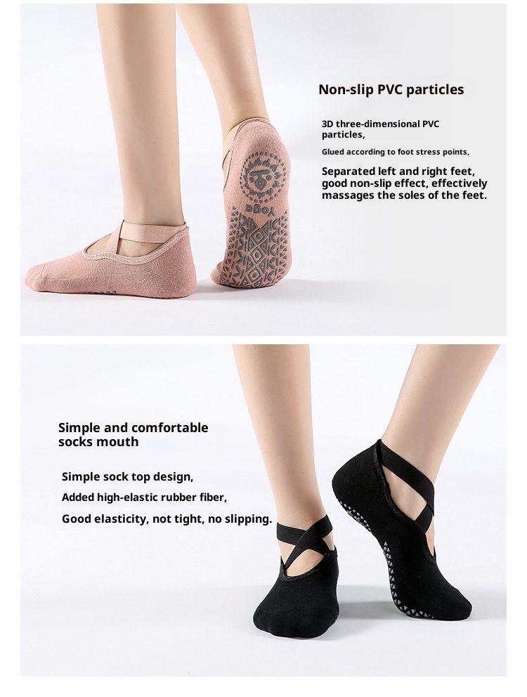 001 Calzini antiscivolo da donna per yoga, autunno e inverno, in cotone spesso, per pilates, danza e fitness, punta aperta, per interni_voghion.com
