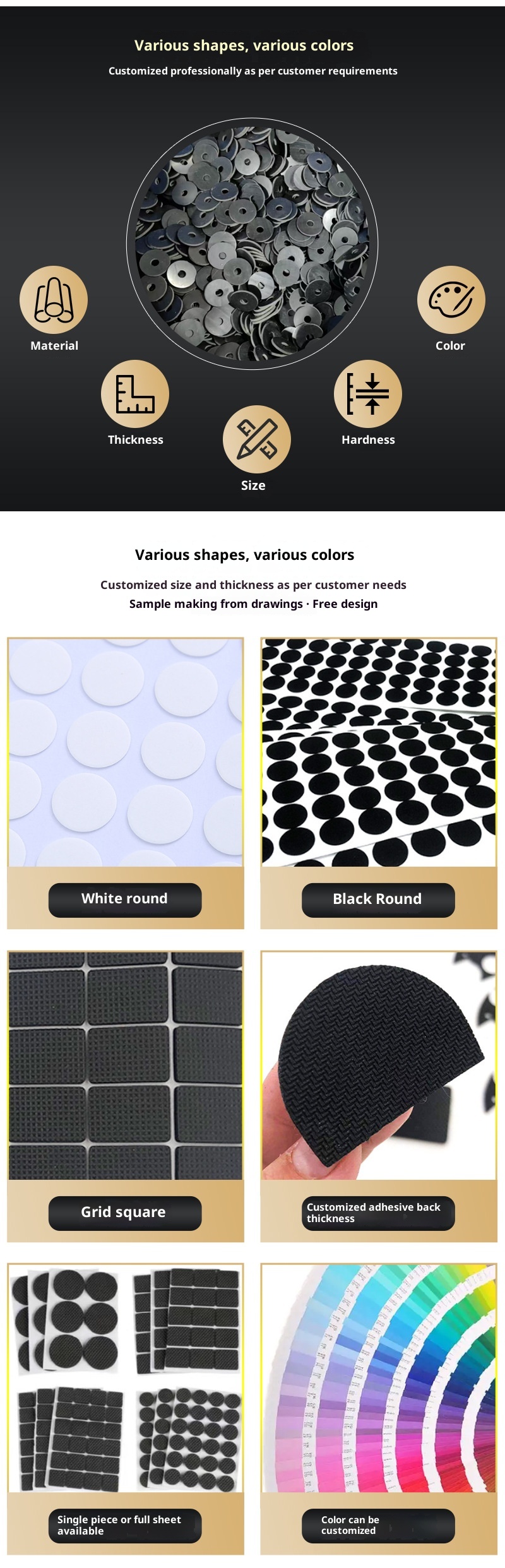 Small Deng Small Deng Self-Adhesive Feet Round Silicone Non-Slip Base Back Adhesive With Holes Wear-Resistant Grid Rubber Pads_voghion.com