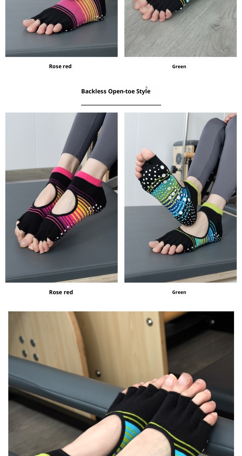 001 Pilates Women Professional Non-Slip Open Sports Fitness Toe Separator Striped Yoga Socks In Stock Wholesale_voghion.com