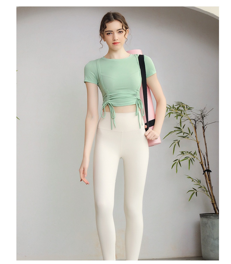 ActiveGo ActiveGo Outdoor Bare Sensation Sports Maglietta a maniche corte con coulisse per yoga e fitness Pilates ad asciugatura rapida_voghion.com