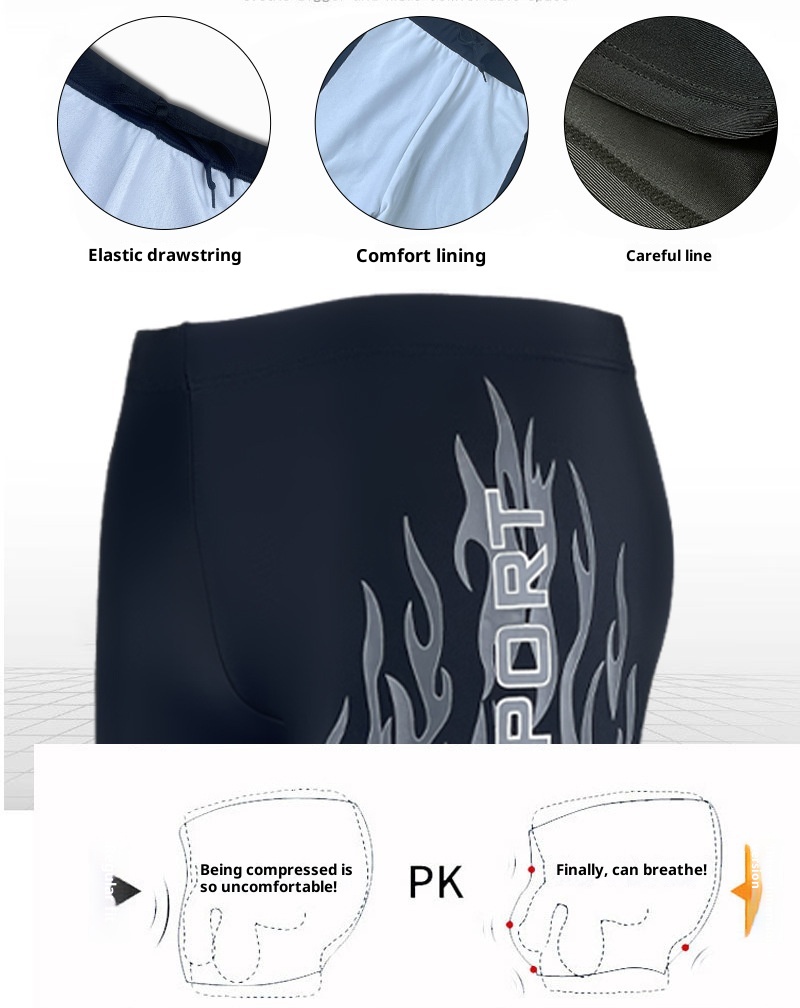 001 Men's Adult Quick-Dry Loose Swimwear Plus Size Boxer With Swim Cap Set Vacation Swimming Trunks_voghion.com