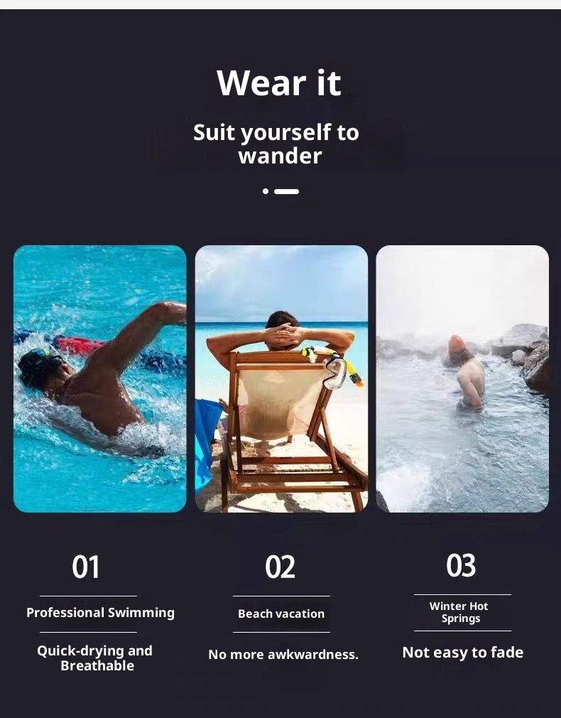 001 Adult Men's High Elasticity Boxer Shorts With Waist Drawstring Quick-Dry Gear Hot Spring Swimming Trunks Wholesale_voghion.com